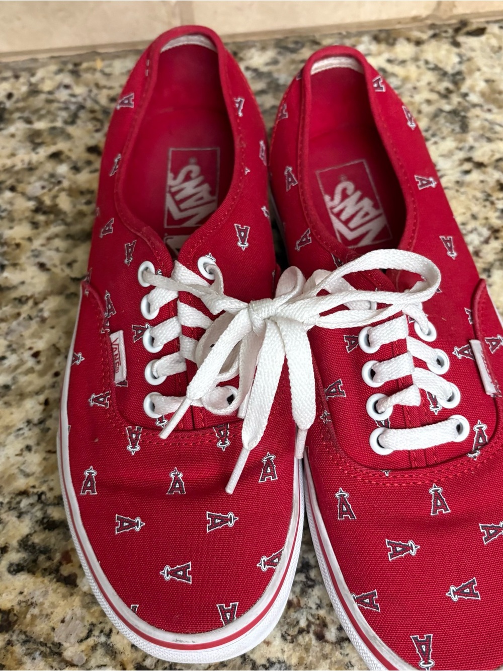Vans Women's Red Canvas Low-Top Sneakers with White Laces